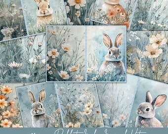A4 Easter Rabbits Junk journal paper scrapbook paper digital junk journal papers for scrapbook junk journal kits Rabbit junk journal papers