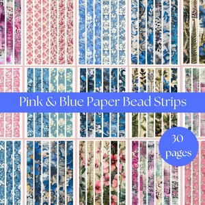 Tiras de cuentas de papel A4 Cuentas de bricolaje Cuentas de papel Crea tus propias cuentas Suministros para manualidades de bricolaje Tiras de cuentas de papel rosas y azules
