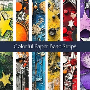Bandes de perles de papier | Ensemble de 48 bandes colorées | Perles en papier colorées | Format A4 | Fabriquez vos propres perles