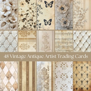 48 vintage antieke digitale kunstenaarsruilkaarten | Direct downloaden | ATC-kaarten | Perfect voor ongewenste dagboekpagina's | 2,5 x 3,5 inch