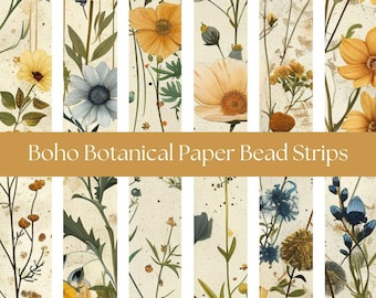 A4 Paper bead strips DIY beads paper beads make your own beads DIY craft supplies Boho Botanical style