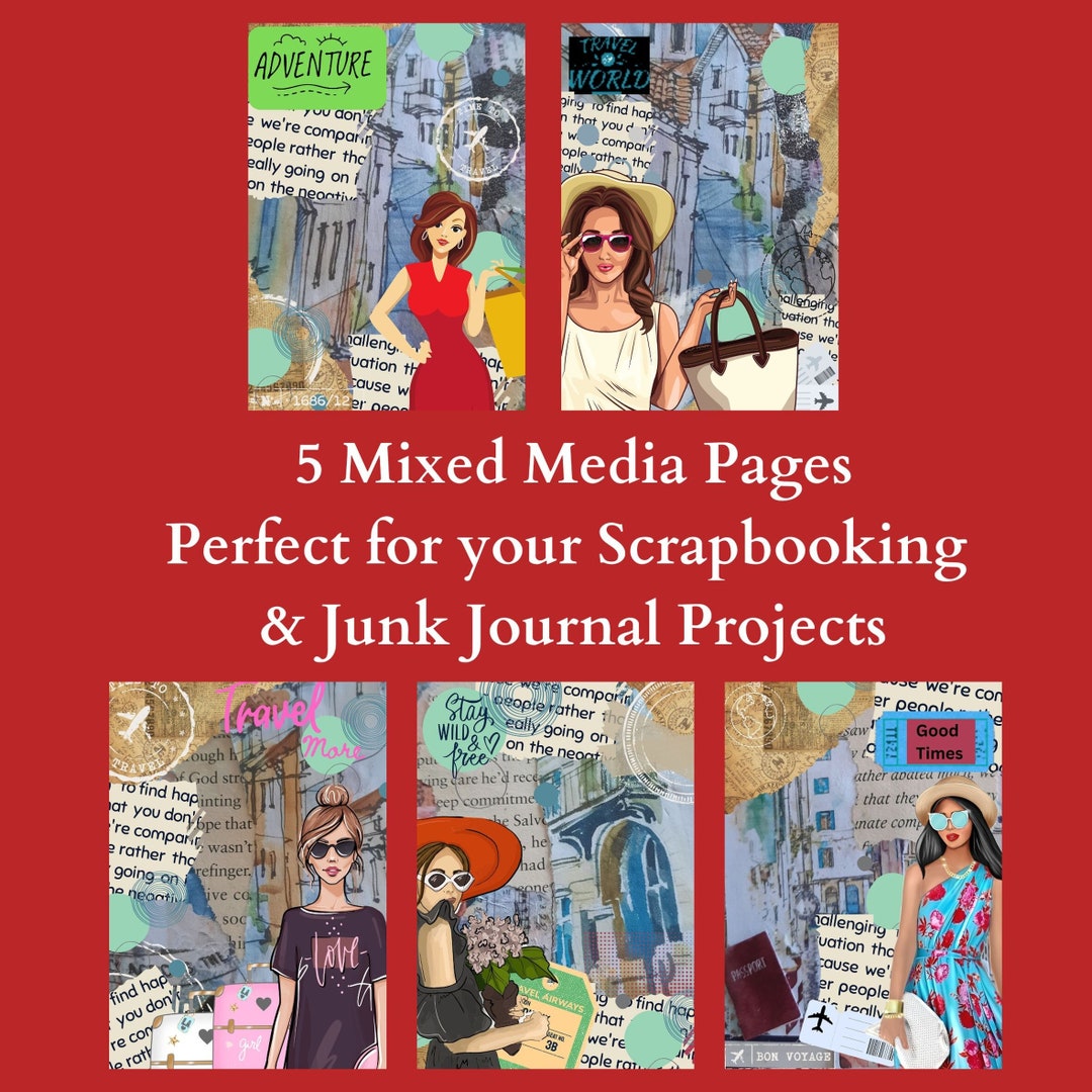 5 Mixed Media Travel Backgrounds Perfect for Junk Journal Etsy