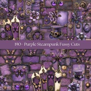 A4 Fussy cuts ephemera fussy cut junk journal fussy cuts printable fussy cuts digital fussy cutting purple steampunk printable fussy cuts