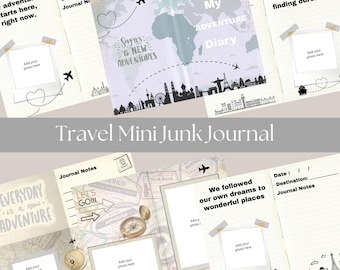 Diario de viaje en miniatura / 10 páginas / Diseño de doble página / 8,5 x 11 pulgadas / Descarga instantánea / Páginas para escribir sobre viajes / Aventuras / Viajes