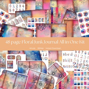 A4 Junk journal paper scrapbook paper digital junk journal papers for scrapbook junk journal kits floral junk journal
