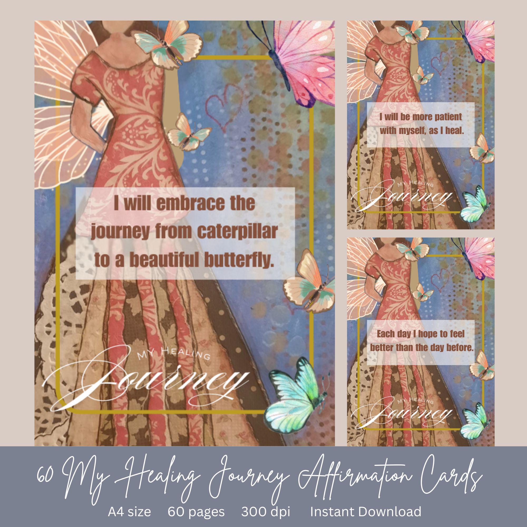 60 Karten My Healing Reise Affirmation - Sofortiger Download|A4 size| Zuhause ausdrucken| Positive Affirmationen|Gesundheit und Selbstheilung