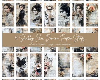 1 x 2 cm Domino | 35 Bilder Domino Shabby Chic | Scrapbooking, Mixed Media, Junk Journal, Schmuckherstellung -ideal für Muttertagsgeschenke