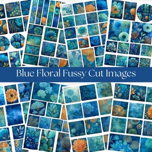 A4 Fussy cuts ephemera fussy cut junk journal fussy cuts printable fussy cuts digital fussy cutting blue floral collage printable fussy cut