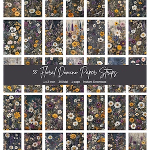 1 x 2 inch Dominos |35 Floral domino images | use Scrapbooking, mixed media, junk journal, jewellery making -great 4 mothers day gift making