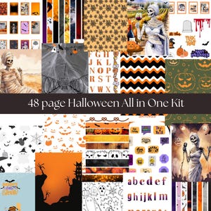 A4 ハロウィン ジャンクジャーナル ペーパー ハロウィン プリント ハロウィン パターン ヴィンテージ ハロウィン プリント ハロウィン ペーパー キット 48 ページ