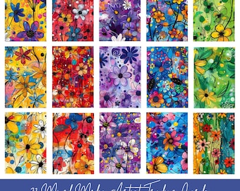 72 Mixed Media Digital Artist Trading Cards | Instant Download | ATC Cards | Perfect for junk journal pages | 2.5 x 3.5 inches