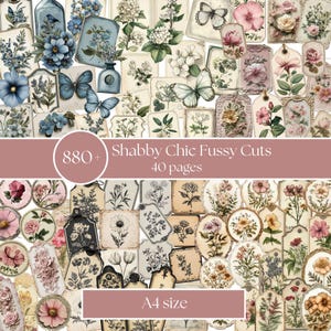 Más de 880 recortes Shabby Chic / Mega Compra A4 / Recortes para efímeras, recortes para diario basura / Recortes digitales imprimibles