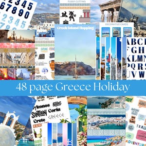 Kit di abbellimento e diario di carta riciclata Greece Junk / KIT DI CARTA BULK A4 / 48 pagine / Kit tutto in uno / Pagine del diario / download immediato / effimeri / stampa a casa