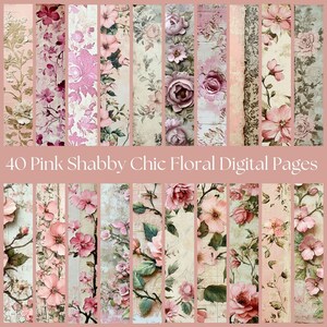 A4 Junk journal paper scrapbook paper digital junk journal papers for scrapbook junk journal kits pink shabby chic floral junk journal