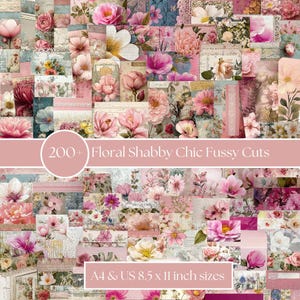 200+ Floral Shabby Chic Fussy Cut Images | Printable Ephemera for Junk Journals | A4 & US 8.5 x 11 inch | 300 DPI