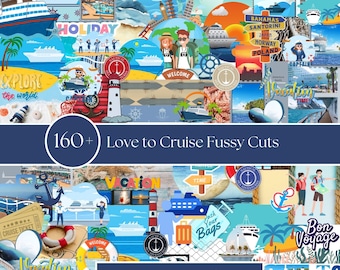 160+ Love to Cruise Fussy Cuts Ephemera für Reise Scrapbooking |A4 & 8,5 x 11 Zoll | junk journal ephemera | Ephemera Pack für Cruise Pages