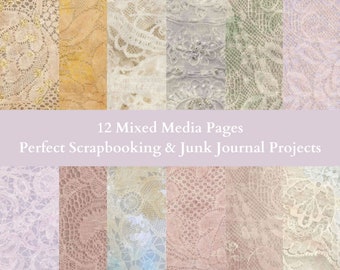 12 mixed media background for junk journal page, scrapbook page and mixed media page