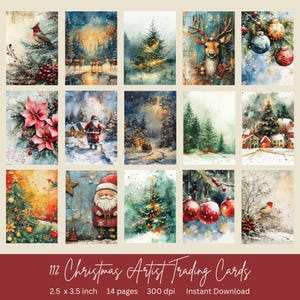 112 Christmas Digital Artist Trading Cards | Instant Download | ATC Cards | Perfect for junk journals, mixed media pages | 2.5 x 3.5 inches