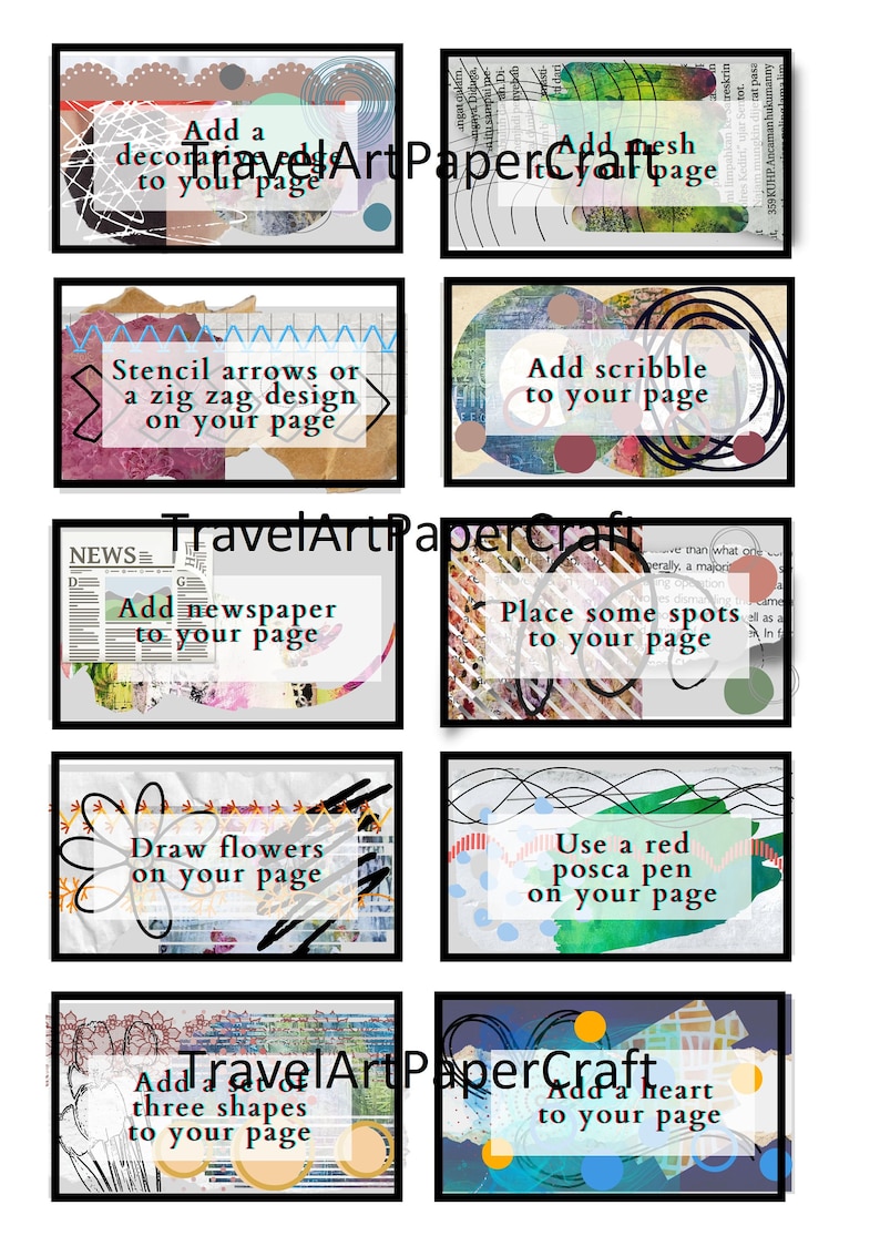 Mixed Media Prompt Cards- 40 Cards, A4, Art Journaling Inspiration for ...
