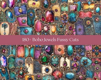 A4 Fussy cuts ephemera fussy cut junk journal fussy cuts printable fussy cuts digital fussy cutting boho jewels printable fussy cuts