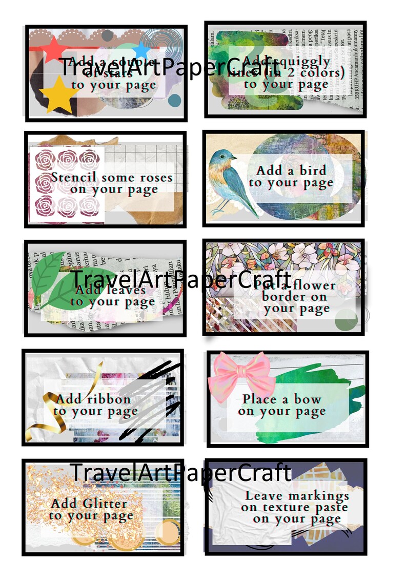 Mixed Media Prompt Cards- 40 Cards, A4, Art Journaling Inspiration for ...