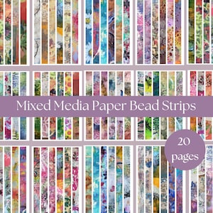 Mega Pack- 20 Seiten Papier Bead Strips | 120 bunte Mischtechnik-Farbstreifen | A4 Größe | Machen Sie Ihre eigenen Perlen - sofortdownload