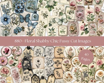 A4 Fussy cuts ephemera fussy cut junk journal fussy cuts printable fussy cuts digital fussy cutting floral shabby chic printable fussy cuts