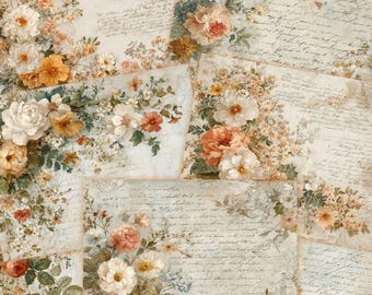 8.5 x 11 inch Junk journal paper scrapbook paper digital junk journal papers for scrapbook junk journal kits Shabby Chic junk journal