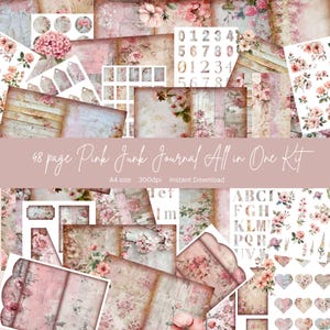A4 Junk journal paper scrapbook paper digital junk journal papers for scrapbook junk journal kits pink junk journal kit