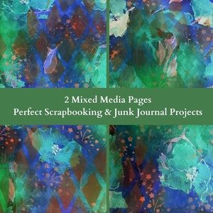 2 mixed media backgrounds for junk journals, scrapbooks and mixed media