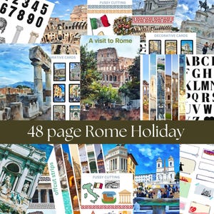 Rome Junk Journal & verfraaiingskit|A4 BULKPAPIEREN KIT|48 pagina's |Alles-in-één kit |Journaalpagina's|Directe download|Thuis afdrukken