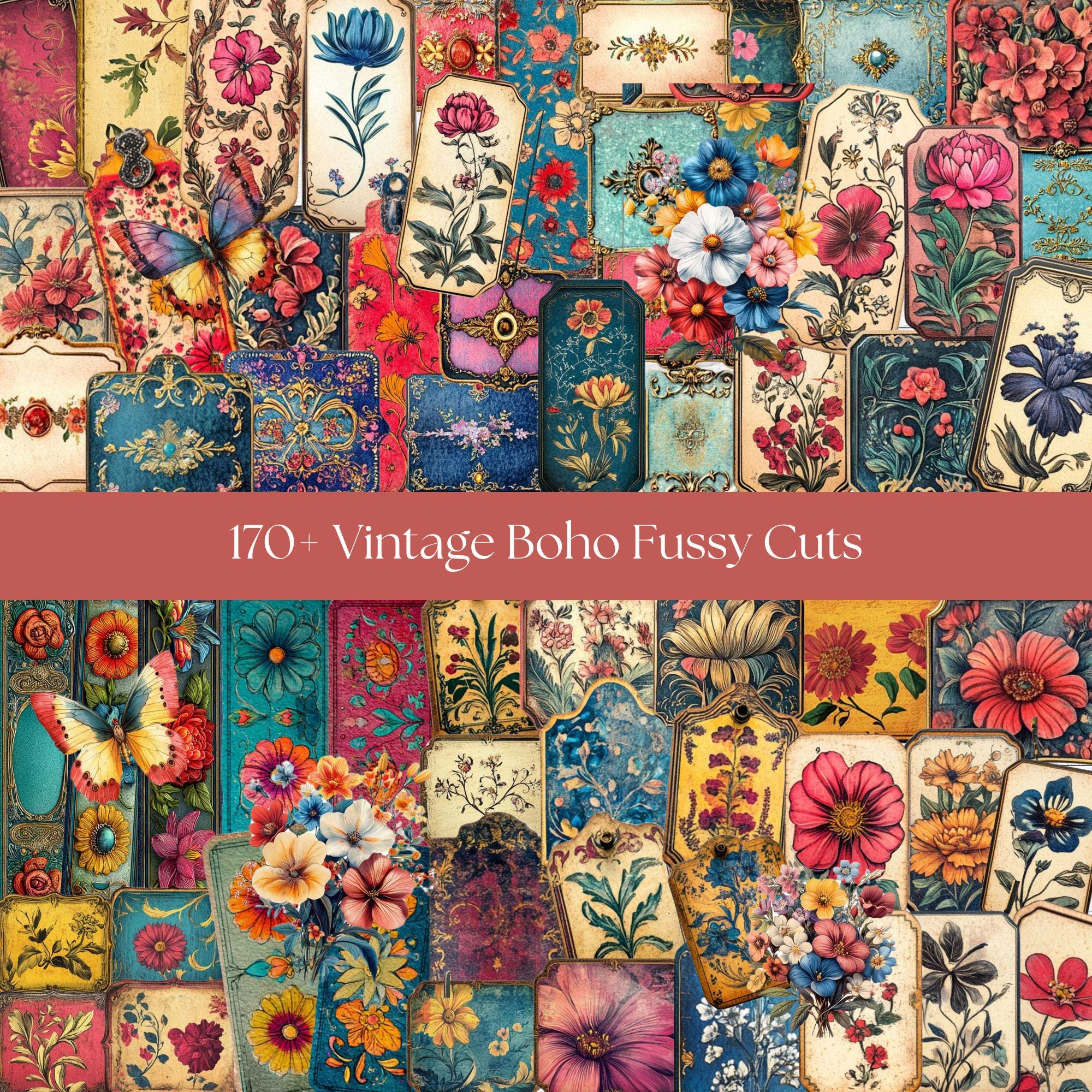 A4 Fussy cuts ephemera fussy cut junk journal fussy cuts printable fussy cuts digital fussy cutting vintage boho printable fussy cuts