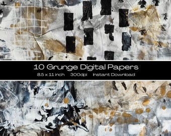 8,5 x 11 inch grunge mixed media junk journal papier | Collagepapier | Digitale junkjournalpapers | Afdrukbaar achtergrondpapier