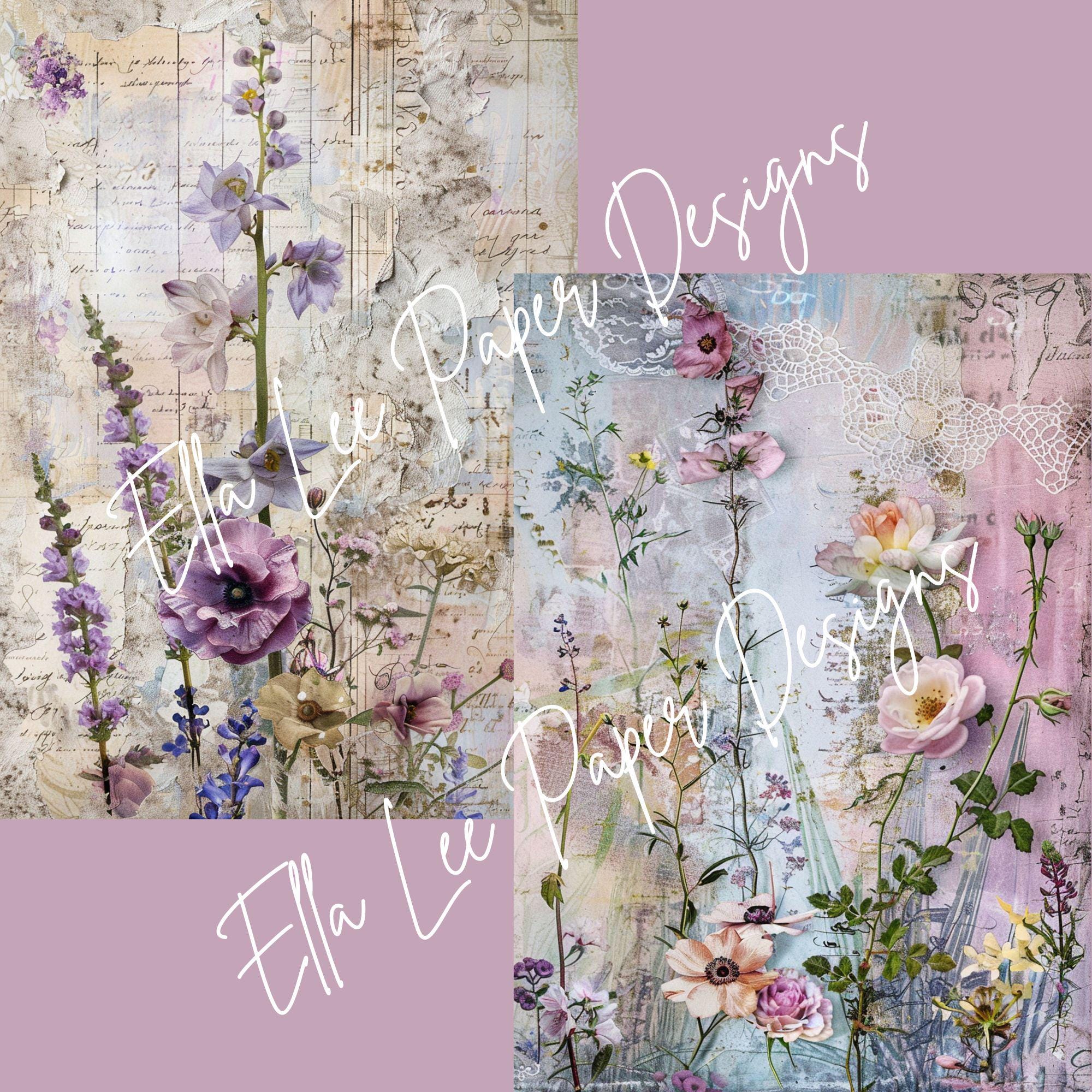 Mom’s Cottage Garden A4 Junk Journal Papers | Shabby Chic Floral ...