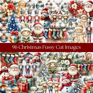 A4 Fussy cuts ephemera fussy cut junk journal fussy cuts printable fussy cuts digital fussy cutting Watercolor Christmas printable fussy cut