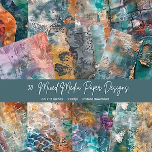 8.5 x 11 inch Junk journal paper scrapbook paper digital junk journal papers for scrapbook junk journal kits mixed media junk journal