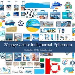 Eine Kreuzfahrt gemacht? Probieren Sie das 8,5 x 11-Zoll-Mega-Set aus dekoriere dein Journal oder scrapbook |Ephemera |20 Seiten |Cruise papers | sofort download