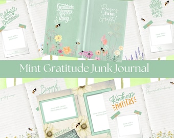 Gratitude Journal Printable pages | 10 pages | Double page layout | 8.5 x 11 inch size | Instant download print at home | Mint