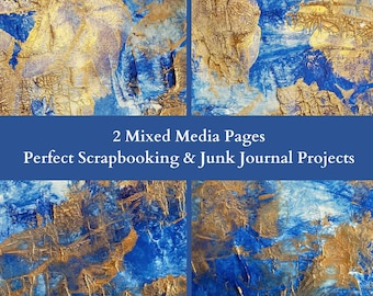 2 mixed media backgrounds for junk journals, scrapbooks and mixed media