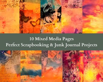 10 mixed media backgrounds for junk journals, scrapbooks and mixed media