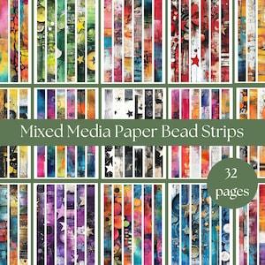 Mega Pack - 32 Seiten Papier Bead Strips | 192bunt | Mischtechnik bunt Streifen | A4 Größe | Machen Sie Ihre eigenen Perlen - sofortdownload