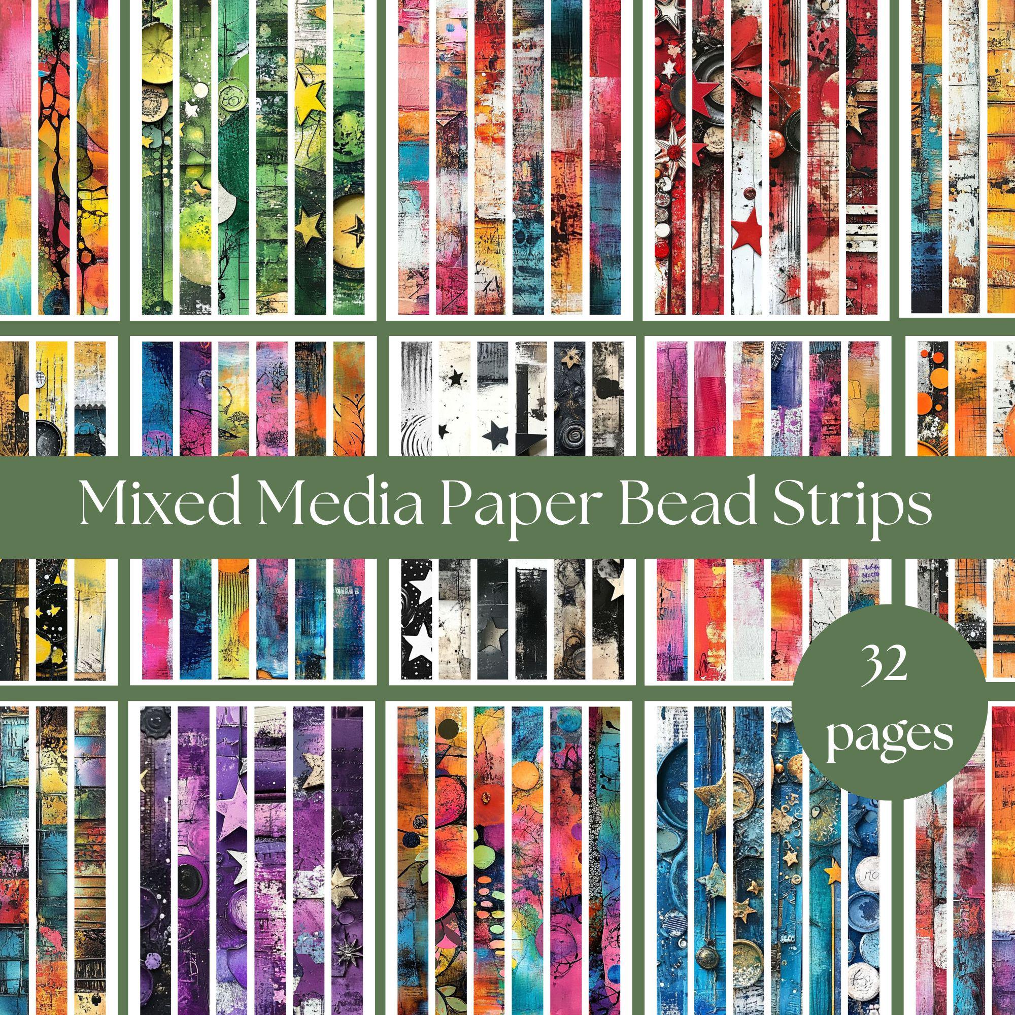 A4  Paper bead strips DIY beads paper beads make your own beads DIY craft supplies mixed media multi coloured strips