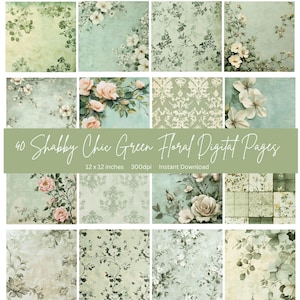 12 x 12 Zoll Junk Journal Papier Scrapbook Papier digital junk journal papers for scrapbook junk journal kits grün shabby chic Junk Journal