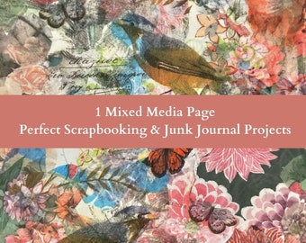 Mixed media background for junk journals, scrapbooks and mixed media