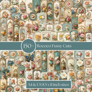 150+ Rococo Fussy Cut Images | A4 & US 8.5 x 11 inch | Printable Ephemera for Junk Journals 300 DPI