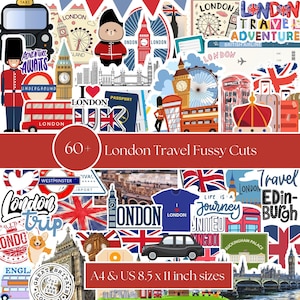 Oltre 60 London Fussy Cutting Ephemera / A4 e 8,5 x 11 pollici / Junk Journal Ephemera, diari di viaggio e pacchetto di ephemera per scrapbooking per Londra