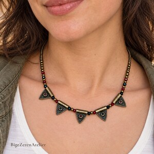 Collier Plastron Géométrique Délicat, Perlé Ethnique Tribal Bohème, Bijou Statement pour Femme