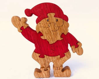 Handcrafted Santa Wooden Puzzle - Festive Holiday Decor & Fun Activity - Unique Christmas Gift