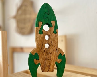 Interactive Wooden Spaceship Puzzle - Handcrafted Spacecraft Toy, Educational Play for Kids, Unique Astronaut Gift, Stellar Room Decor