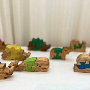 Set of 5 Baby Puzzles - Wood Animal Puzzles - Kids&#39; Game - Collectible Decor - Educational Play